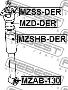 Febest MZAB-130 - Сайлентблок, стойка амортизатора autospares.lv