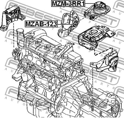 Febest MZAB-123 - Подушка, опора, подвеска двигателя autospares.lv