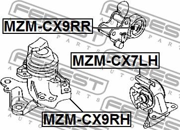 Febest MZM-CX9RH - Подушка, опора, подвеска двигателя autospares.lv