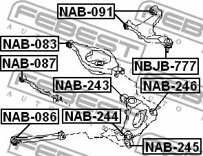 Febest NAB-091 - Сайлентблок, рычаг подвески колеса autospares.lv