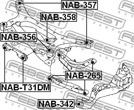 Febest NAB-357 - Сайлентблок балки моста autospares.lv