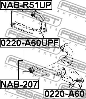 Febest NAB-207 - Сайлентблок, рычаг подвески колеса autospares.lv