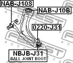 Febest NAB-J10S - Сайлентблок, рычаг подвески колеса autospares.lv