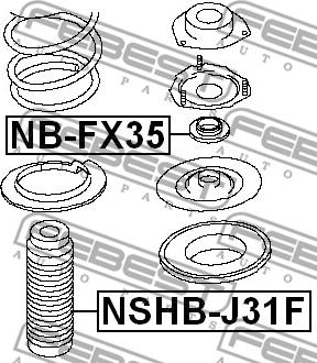 Febest NB-FX35 - Подшипник качения, опора стойки амортизатора autospares.lv