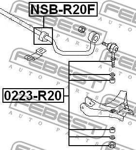 Febest NSB-R20F - Втулка стабилизатора autospares.lv