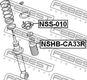 Febest NSS-010 - Опора стойки амортизатора, подушка autospares.lv