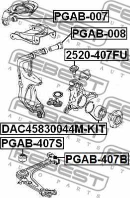 Febest PGAB-407B - Сайлентблок, рычаг подвески колеса autospares.lv