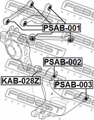 Febest PSAB-001 - Сайлентблок, рычаг подвески колеса autospares.lv