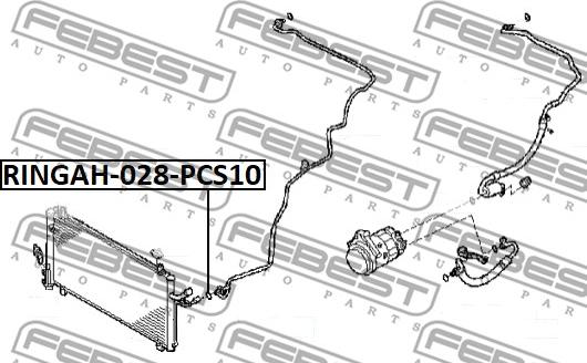 Febest RINGAH-028-PCS10 - Уплотнительное кольцо, линия кондиционера autospares.lv