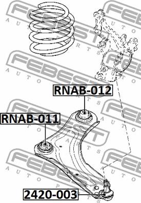 Febest RNAB-012 - Сайлентблок, рычаг подвески колеса autospares.lv