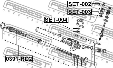 Febest SET-003 - Ремкомплект, осевой шарнир рулевой тяги autospares.lv