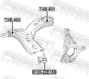 Febest TAB-601 - Сайлентблок, рычаг подвески колеса autospares.lv