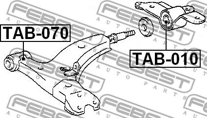 Febest TAB-070 - Сайлентблок, рычаг подвески колеса autospares.lv
