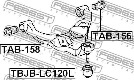 Febest TAB-158 - Сайлентблок, рычаг подвески колеса autospares.lv