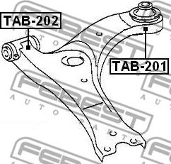 Febest TAB-202 - Сайлентблок, рычаг подвески колеса autospares.lv