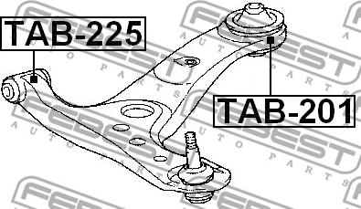 Febest TAB-225 - Сайлентблок, рычаг подвески колеса autospares.lv