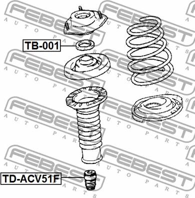 Febest TB-001 - Подшипник качения, опора стойки амортизатора autospares.lv