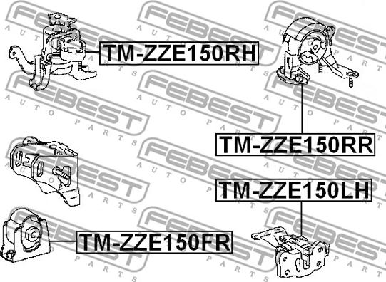 Febest TM-ZZE150RR - Подушка, опора, подвеска двигателя autospares.lv