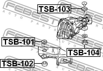 Febest TSB-102 - Опора, дифференциал autospares.lv