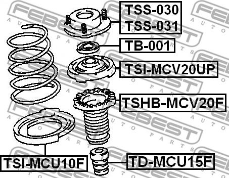 Febest TSS-031 - Опора стойки амортизатора, подушка autospares.lv