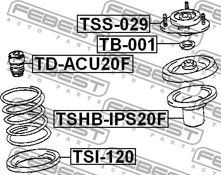 Febest TSS-029 - Опора стойки амортизатора, подушка autospares.lv