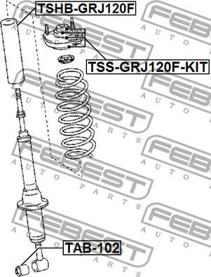 Febest TSS-GRJ120F-KIT - Опора стойки амортизатора, подушка autospares.lv