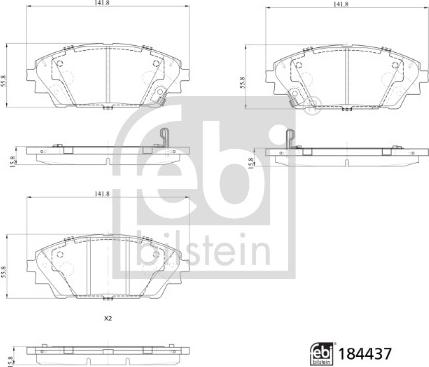 Febi Bilstein 184437 - Тормозные колодки, дисковые, комплект autospares.lv