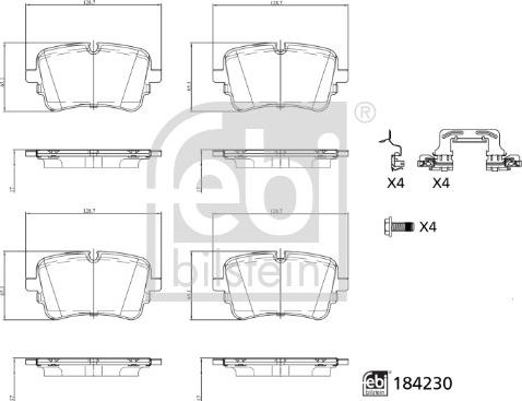 Febi Bilstein 184230 - Тормозные колодки, дисковые, комплект autospares.lv