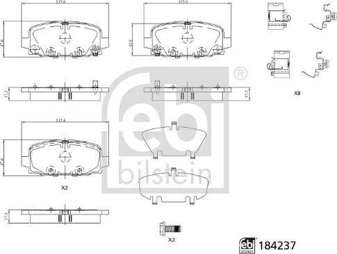 Febi Bilstein 184237 - Тормозные колодки, дисковые, комплект autospares.lv