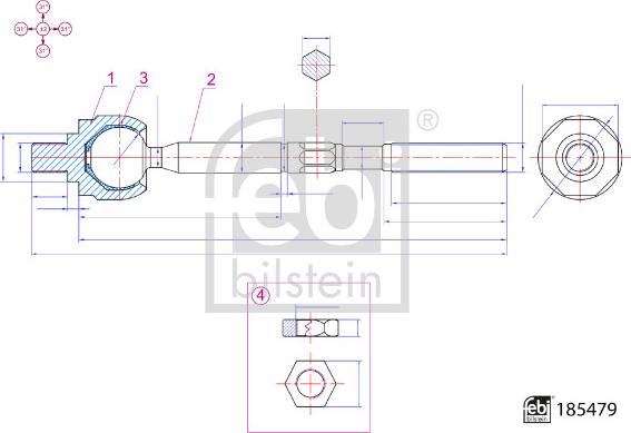 Febi Bilstein 185479 - Осевой шарнир, рулевая тяга autospares.lv