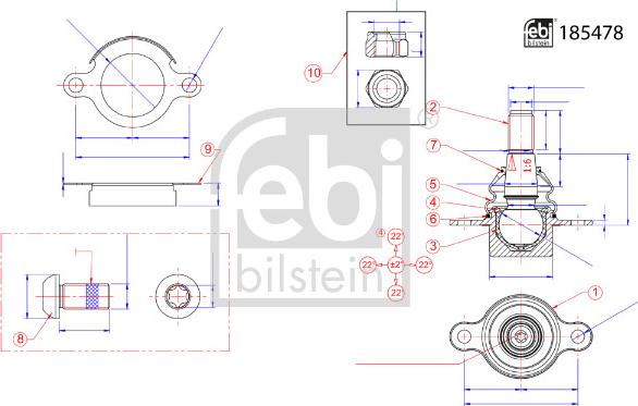 Febi Bilstein 185478 - Шаровая опора, несущий / направляющий шарнир autospares.lv