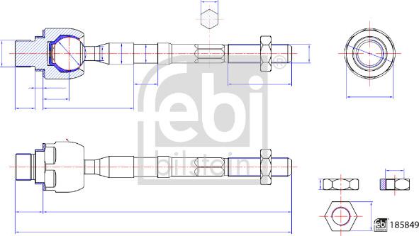 Febi Bilstein 185894 - Осевой шарнир, рулевая тяга autospares.lv