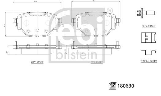 Febi Bilstein 180630 - Тормозные колодки, дисковые, комплект autospares.lv