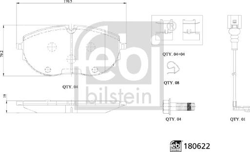 Febi Bilstein 180622 - Тормозные колодки, дисковые, комплект autospares.lv