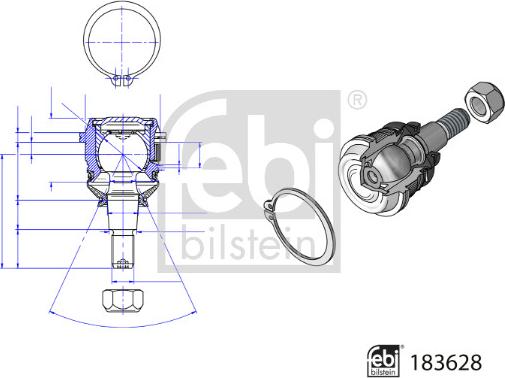 Febi Bilstein 183628 - Шаровая опора, несущий / направляющий шарнир autospares.lv