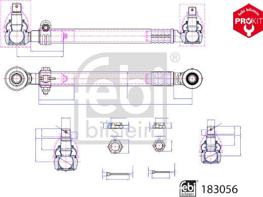 Febi Bilstein 183056 - Продольная рулевая штанга, тяга autospares.lv