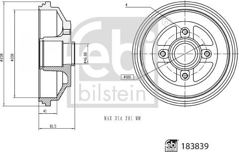 Febi Bilstein 183839 - Тормозной барабан autospares.lv