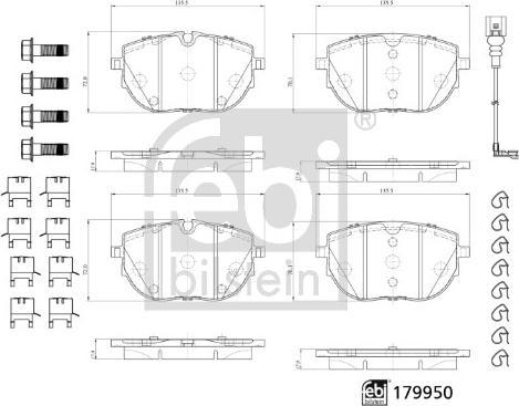 Febi Bilstein 179950 - Тормозные колодки, дисковые, комплект autospares.lv