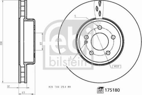 Febi Bilstein 175180 - Тормозной диск autospares.lv