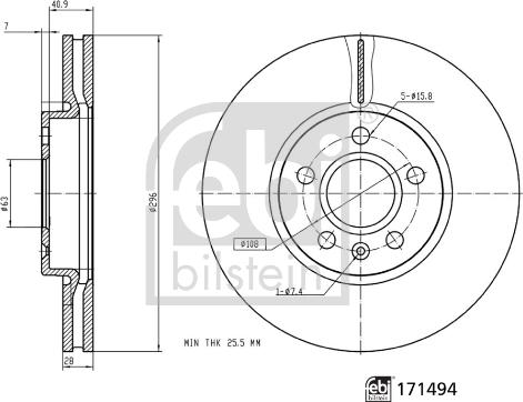 Febi Bilstein 171494 - Тормозной диск autospares.lv