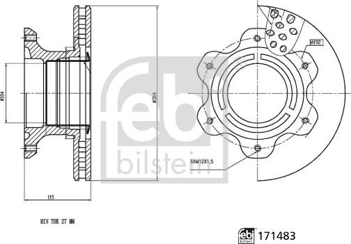 Febi Bilstein 171483 - Тормозной диск autospares.lv