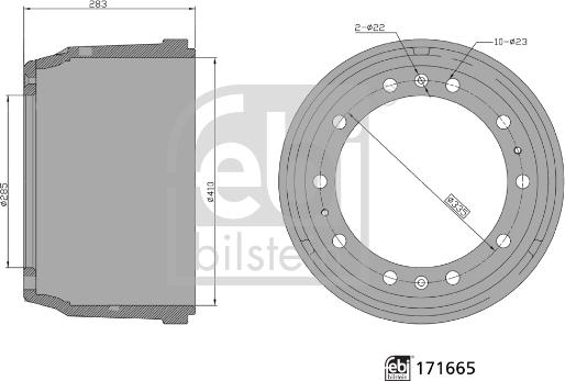 Febi Bilstein 171665 - Тормозной барабан autospares.lv