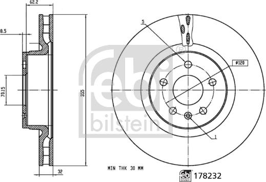 Febi Bilstein 178232 - Тормозной диск autospares.lv