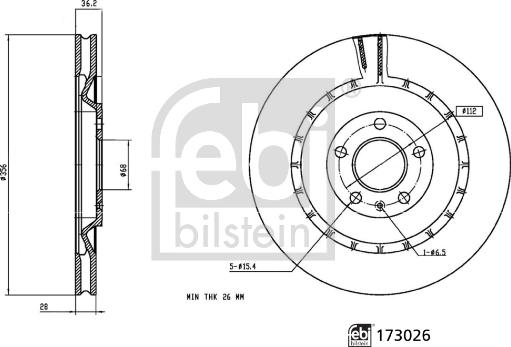 Febi Bilstein 173026 - Тормозной диск autospares.lv