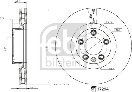 Febi Bilstein 172941 - Тормозной диск autospares.lv