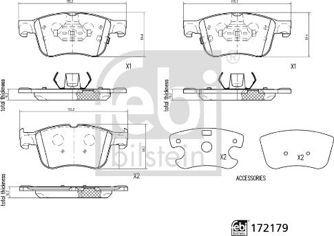 Febi Bilstein 172179 - Тормозные колодки, дисковые, комплект autospares.lv