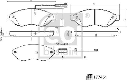 Febi Bilstein 177451 - Тормозные колодки, дисковые, комплект autospares.lv