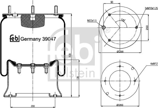 Febi Bilstein 39047 - Кожух пневматической рессоры autospares.lv