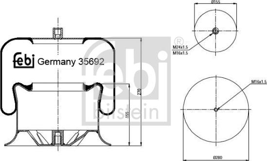 Febi Bilstein 35692 - Кожух пневматической рессоры autospares.lv