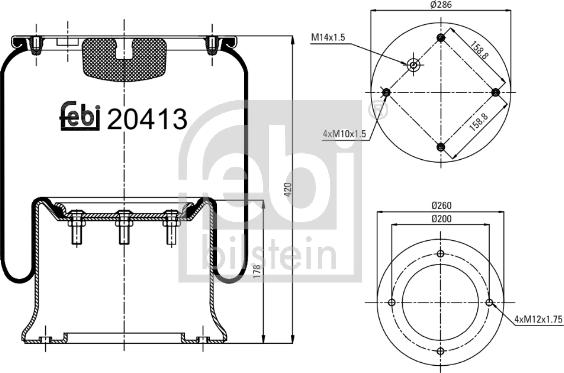 Febi Bilstein 20413 - Кожух пневматической рессоры autospares.lv